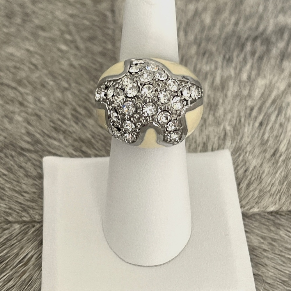 ENAMEL & CRYSTALS RHINESTONES COCKTAIL RING
